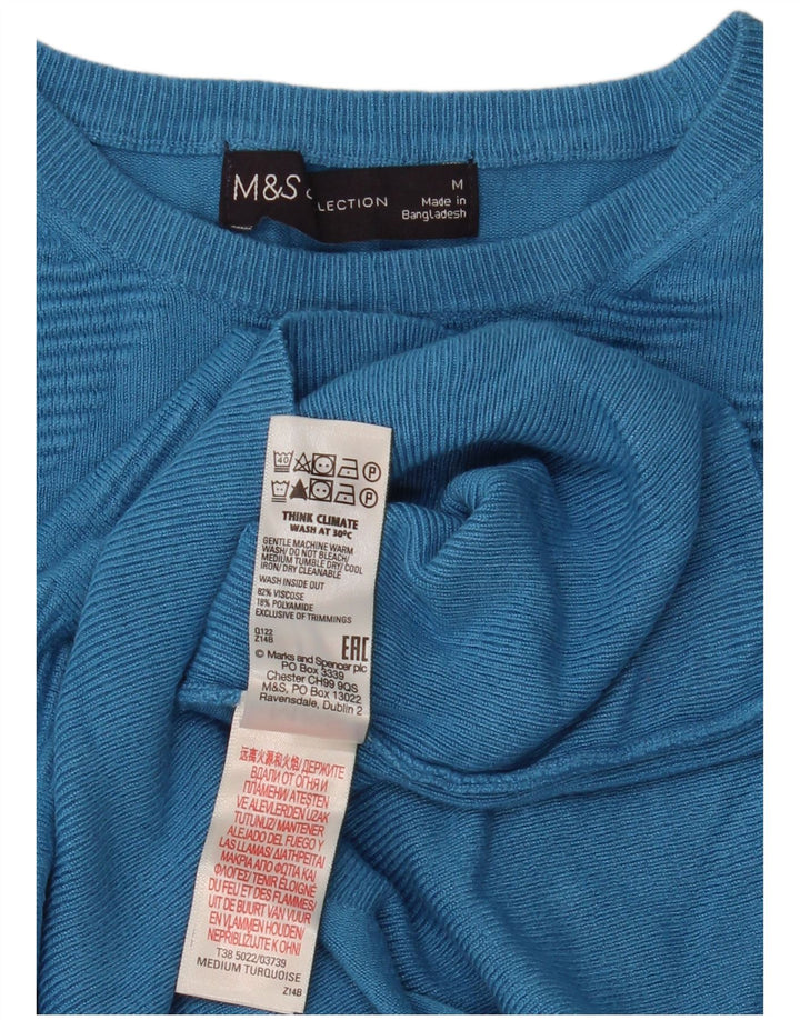 Marks & Spencer ženski džemper s okruglim izrezom UK 14 srednje plavi geometrijski