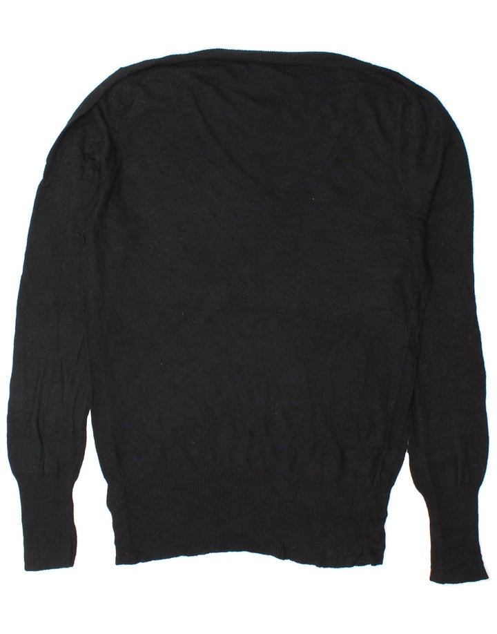 MOSSIMO Womens V-Neck Jumper Sweater UK 14 Medium Black Nylon Vintage Mossimo and Second-Hand Mossimo from Messina Hembry 