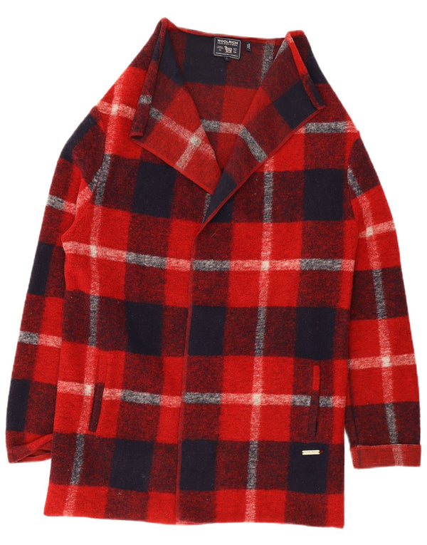 Woolrich ženski kardigan pulover UK 10 Mala crvena karirana vuna