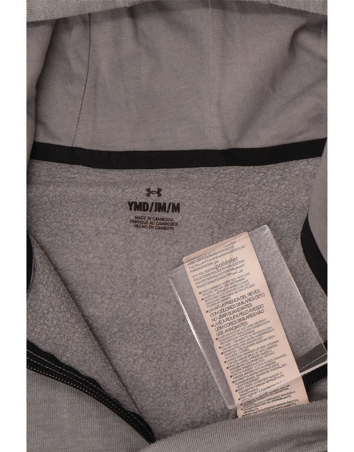 UNDER ARMOUR Majica s kapuljačom s grafičkim patentom i izrezom za dječake 9-10 godina srednje siva