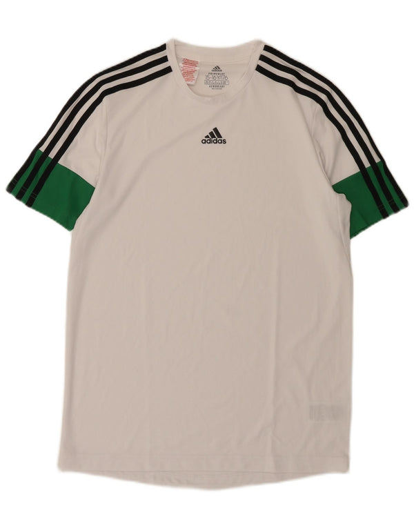 Adidas Boys Aeroready T-Shirt Top 15-16 Years Bijeli Colourblock Poliester