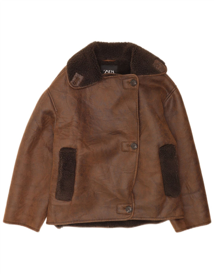 Zara ženska prevelika Sherpa jakna UK 2 2XS smeđi poliester
