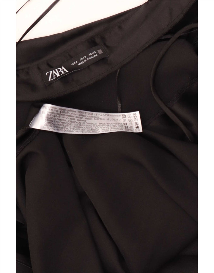 Zara ženska maksi slip haljina UK 10 Mala crna poliester