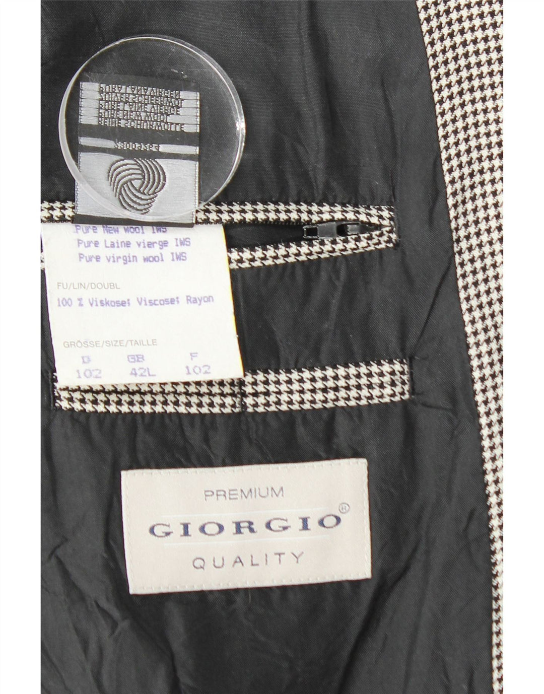 VINTAGE muška jakna sa 2 gumba UK 42 XL crna houndstooth nova vuna