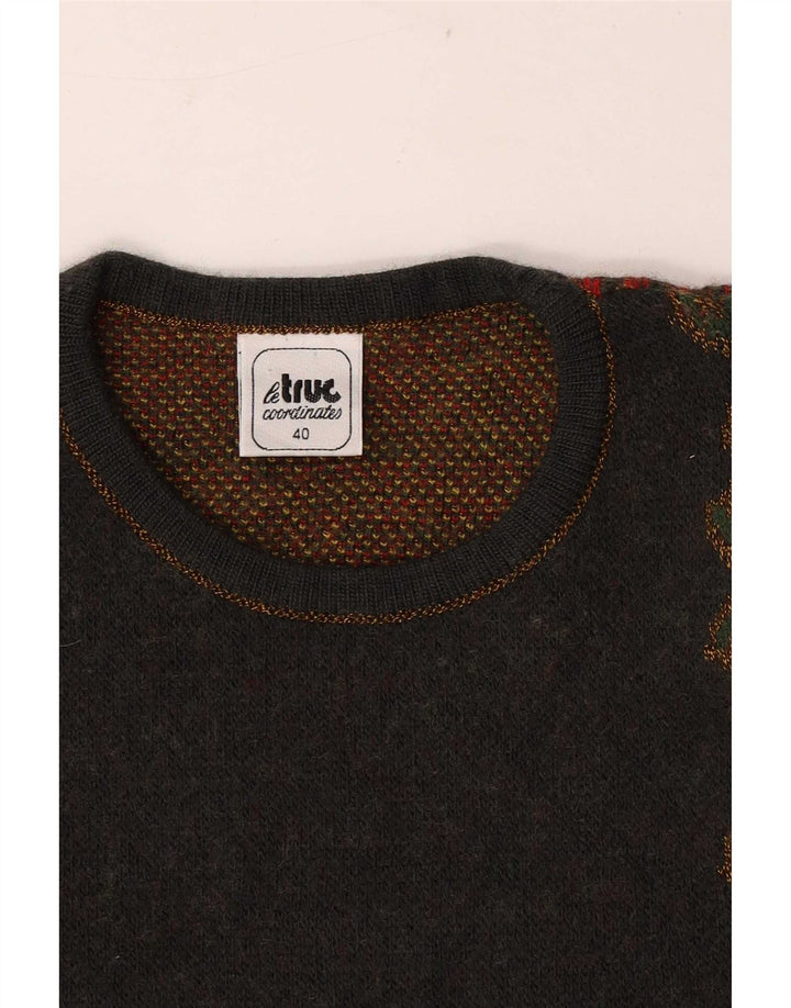 LE TRUC Ženski džemper s okruglim izrezom IT 40 Mali sivi patchwork