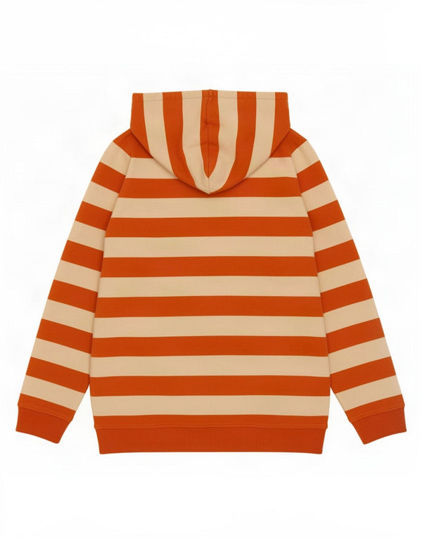 Joules Girls Hooded Zip Hoodie Sweater 11-12 Years Orange Striped Cotton