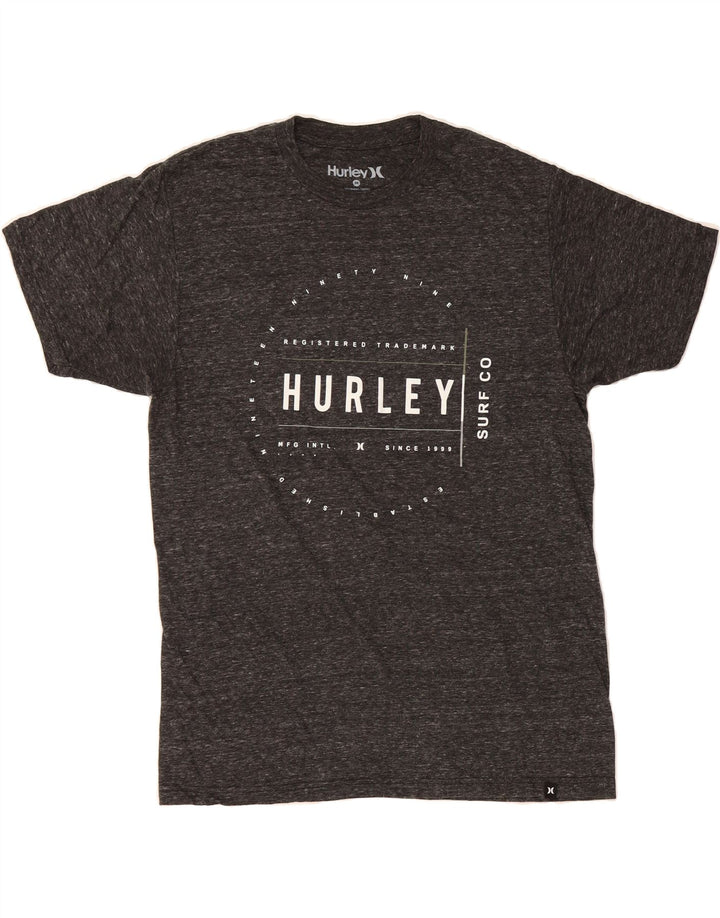 HURLEY Mens Graphic T-Shirt Top Medium Grey Flecked Polyester Vintage Hurley and Second-Hand Hurley from Messina Hembry 