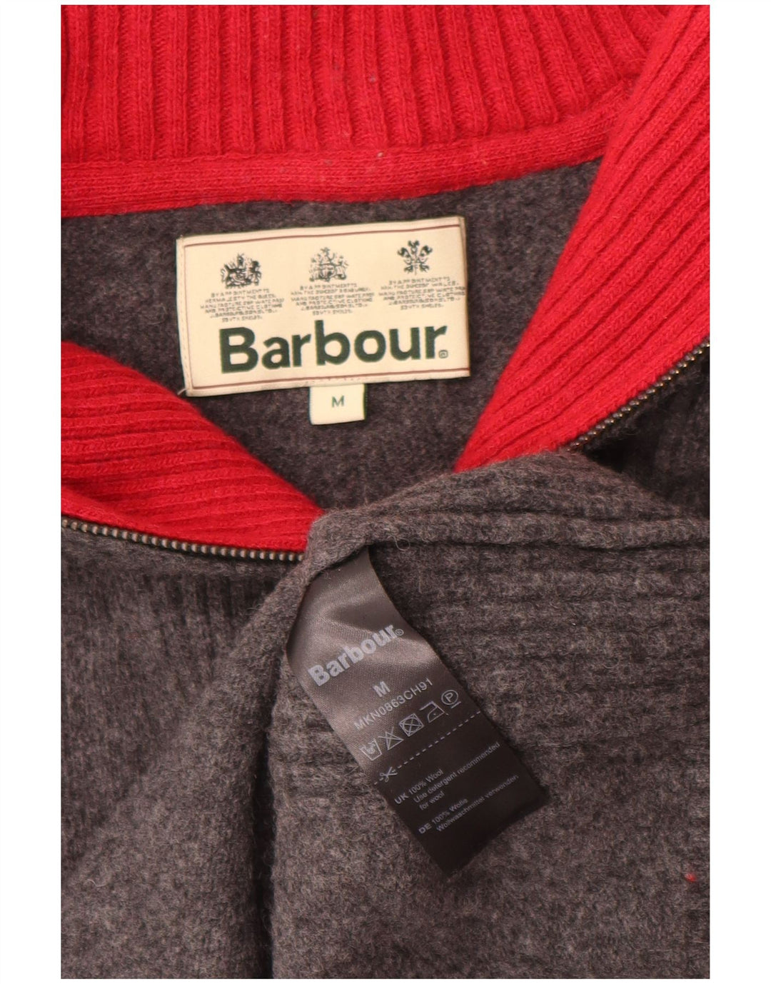 Srednje siva vunena pulover srednjeg kroja Barbour