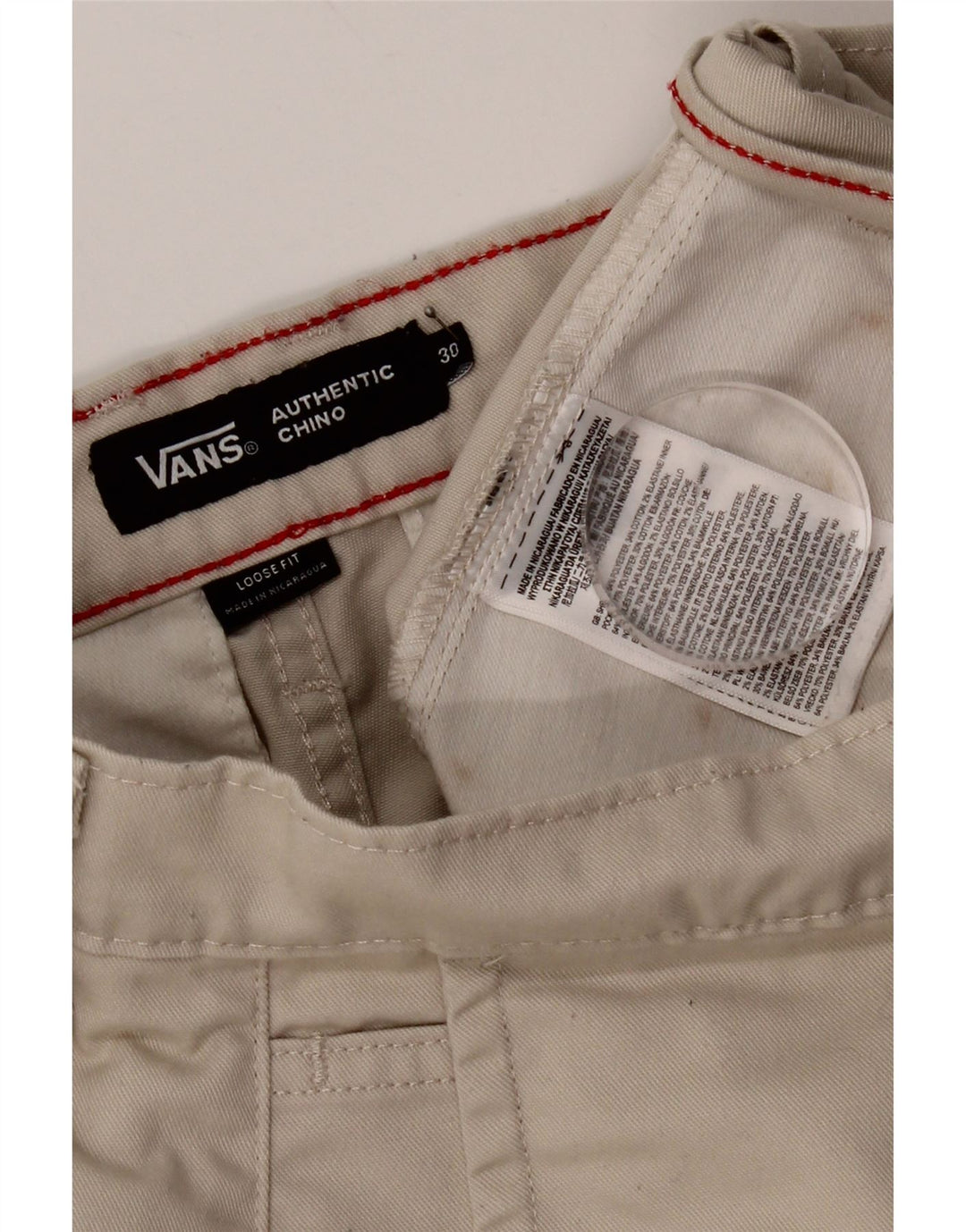 Vans Muške chino hlače širokog kroja W30 L29 bež poliester
