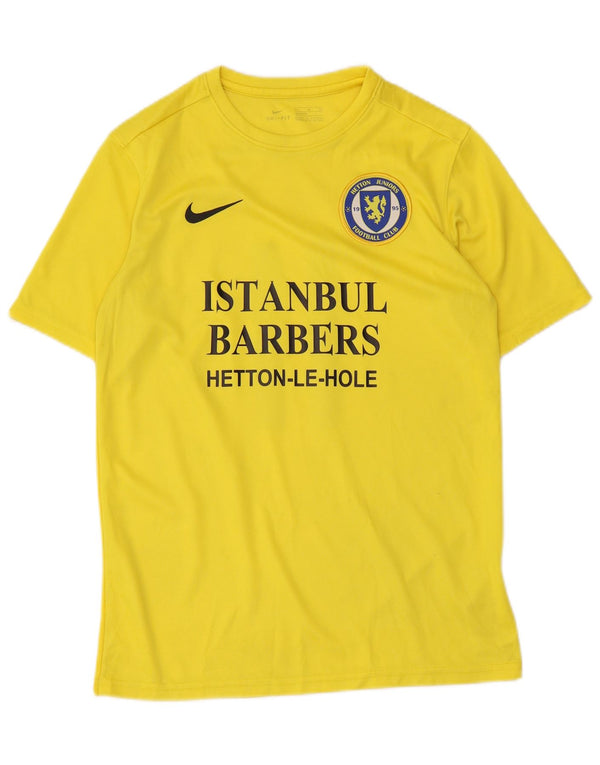 Nike Boys Dri Fit Graphic T-Shirt Top 13-14 Years XL Yellow Polyester