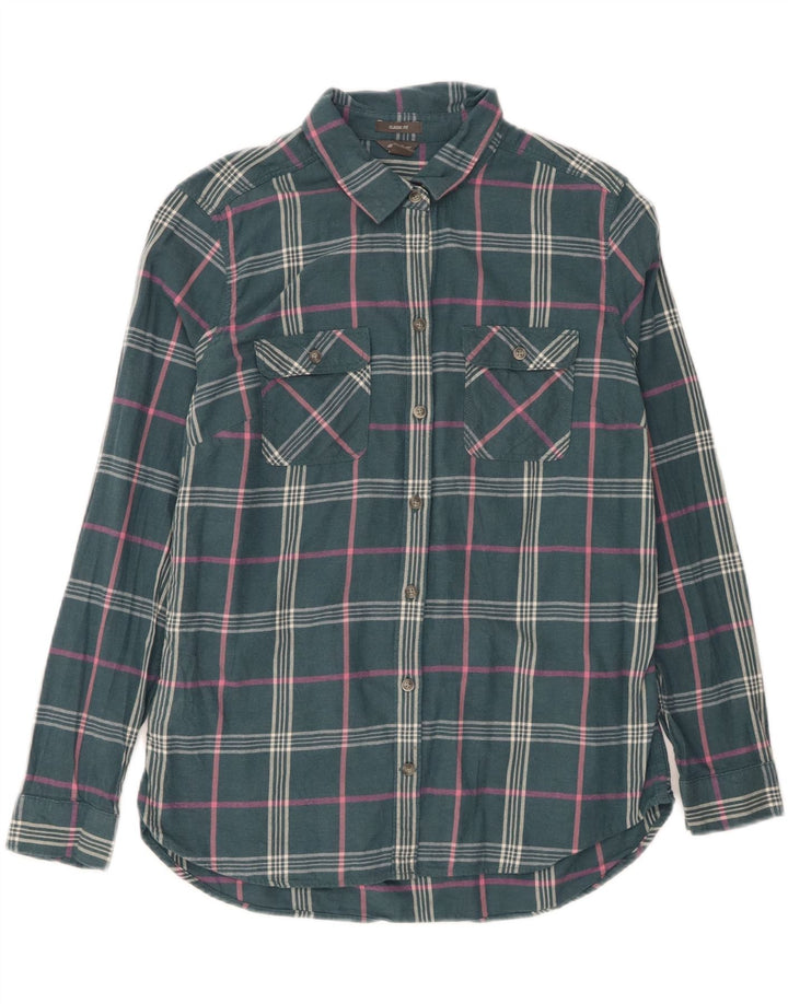 EDDIE BAUER Womens Classic Fit Flannel Shirt UK 14 Medium Green Check Vintage Eddie Bauer and Second-Hand Eddie Bauer from Messina Hembry 
