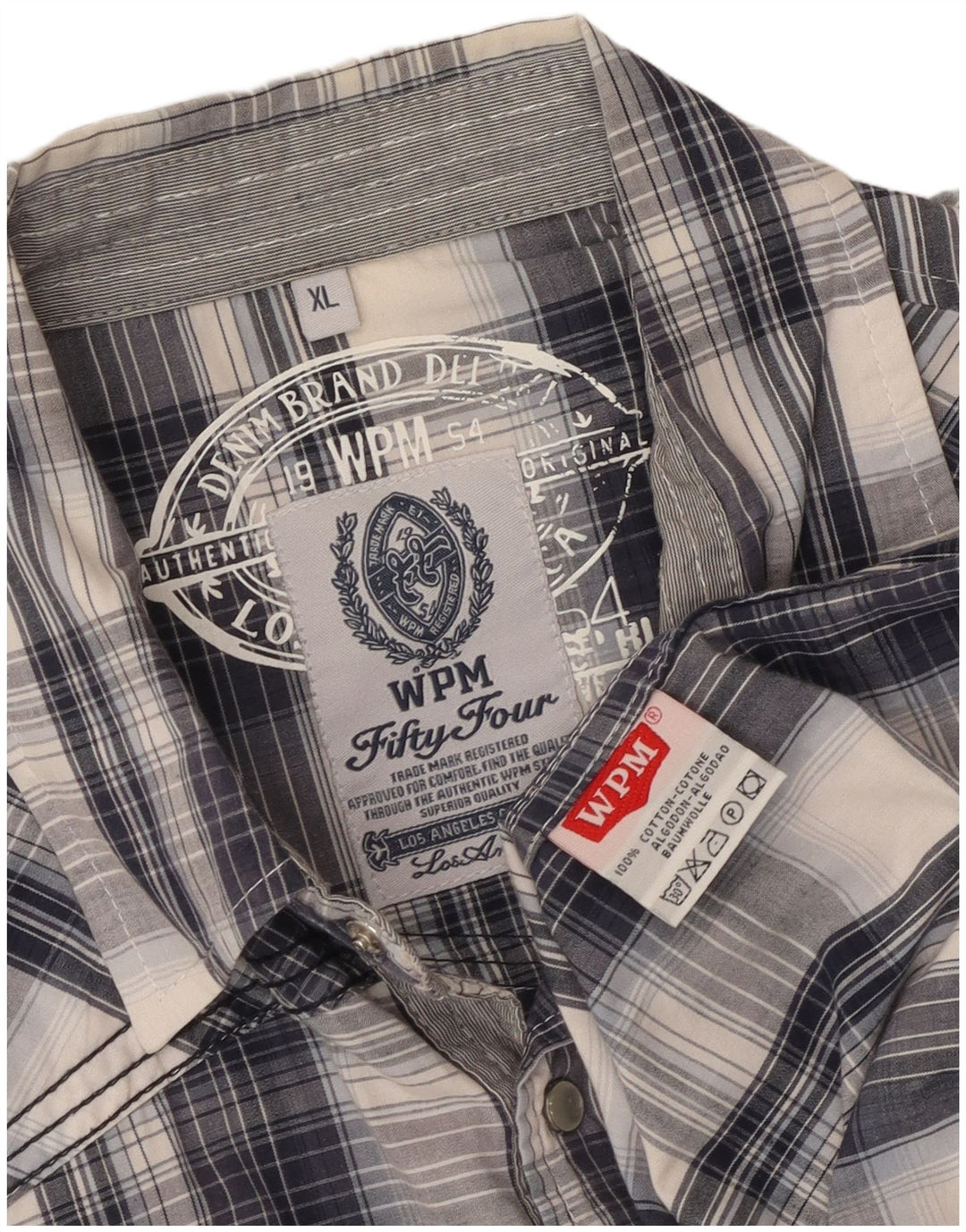 WPM muška grafička majica kratkih rukava XL tamnoplavi karirani pamuk