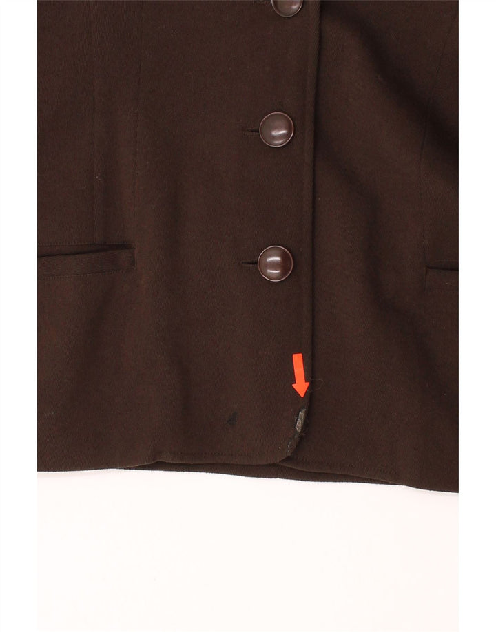 GENNY Womens 3 Button Blazer Jacket UK 36 Large Brown Wool Vintage Genny and Second-Hand Genny from Messina Hembry 