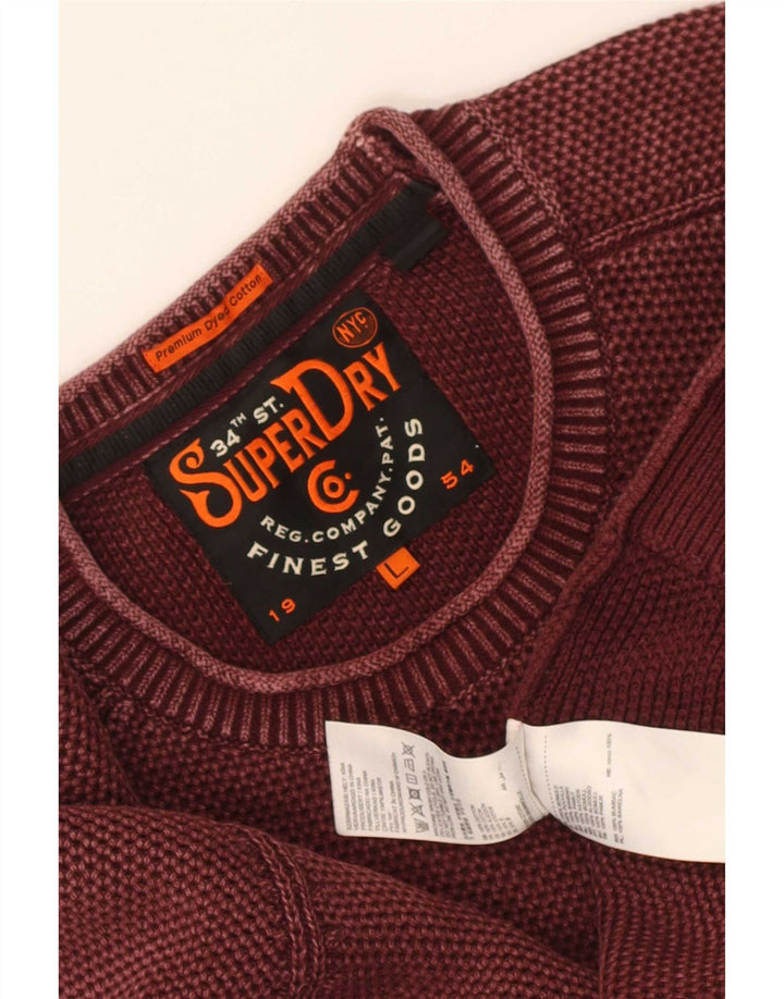 Superdry muški džemper s okruglim izrezom, veliki kestenjasti pamuk