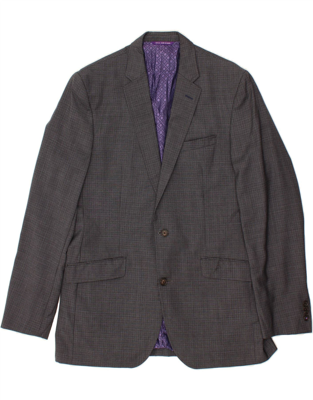 TED BAKER Mens 2 Button Blazer Jacket UK 42 XL Grey Check Wool Classic Vintage Ted Baker and Second-Hand Ted Baker from Messina Hembry 