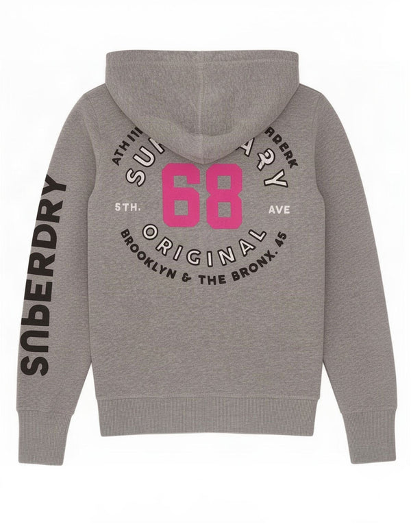 Superdry ženski Brooklyn pulover s kapuljačom s patentnim zatvaračem UK 6 XS sivi pamuk