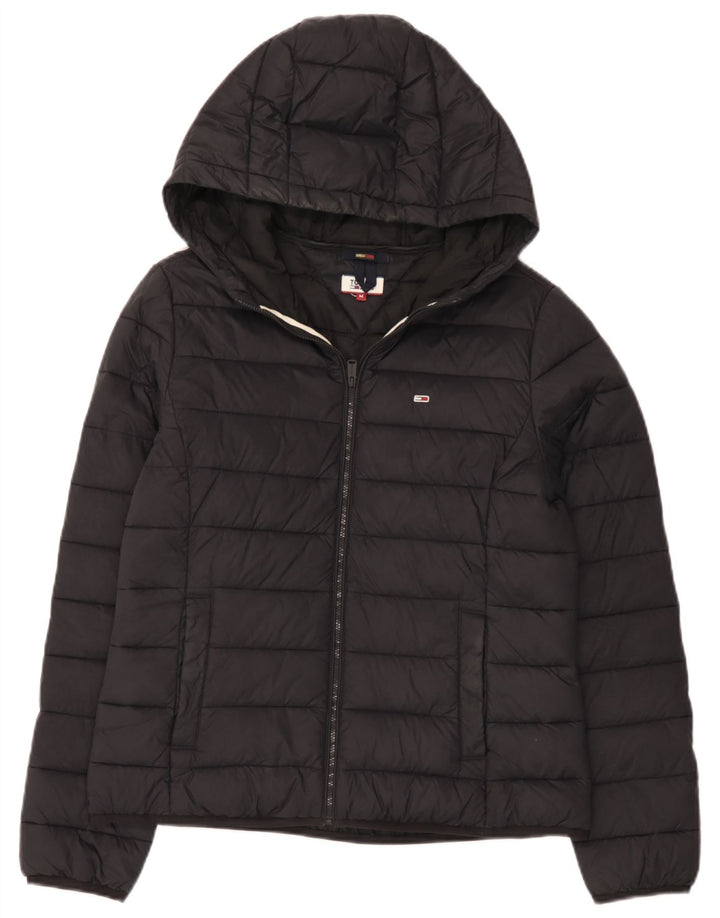 Tommy Hilfiger ženska podstavljena jakna s kapuljačom UK 14 Srednje crni poliamid