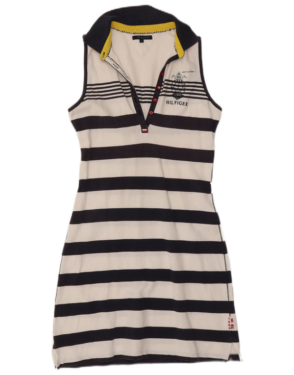 Tommy Hilfiger Womens Sleeveless Polo Dress UK 12 Medium Navy Blue Striped