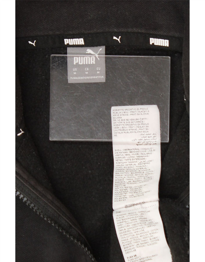 PUMA Womens Zip Neck Sweatshirt Jumper UK 14 Medium Black Cotton Vintage Puma and Second-Hand Puma from Messina Hembry 