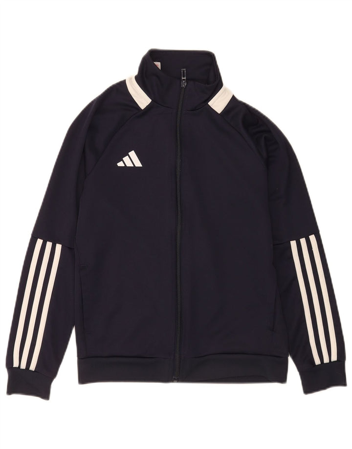 Gornja jakna od trenirke Adidas za dječake 11-12 godina tamnoplavi poliester