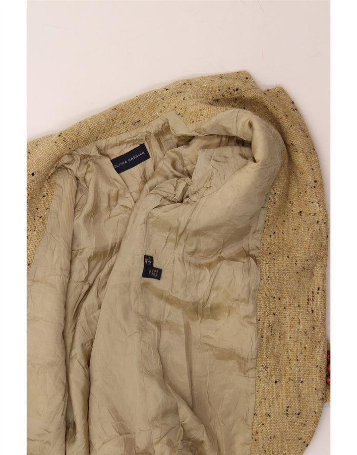 OLIVIA HASSLER Womens 3 Button Blazer Jacket IT 46 Large Beige Flecked Vintage Olivia Hassler and Second-Hand Olivia Hassler from Messina Hembry 