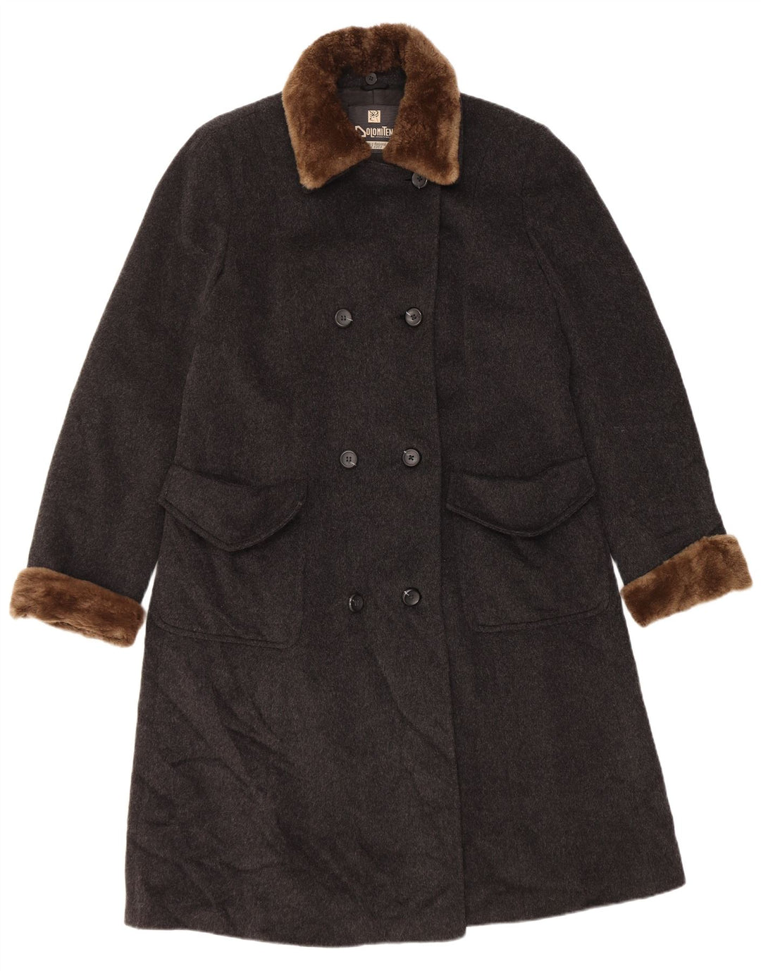 Dolomiten Womens Double Breasted Coat IT 48 XL Grey Virgin Wool