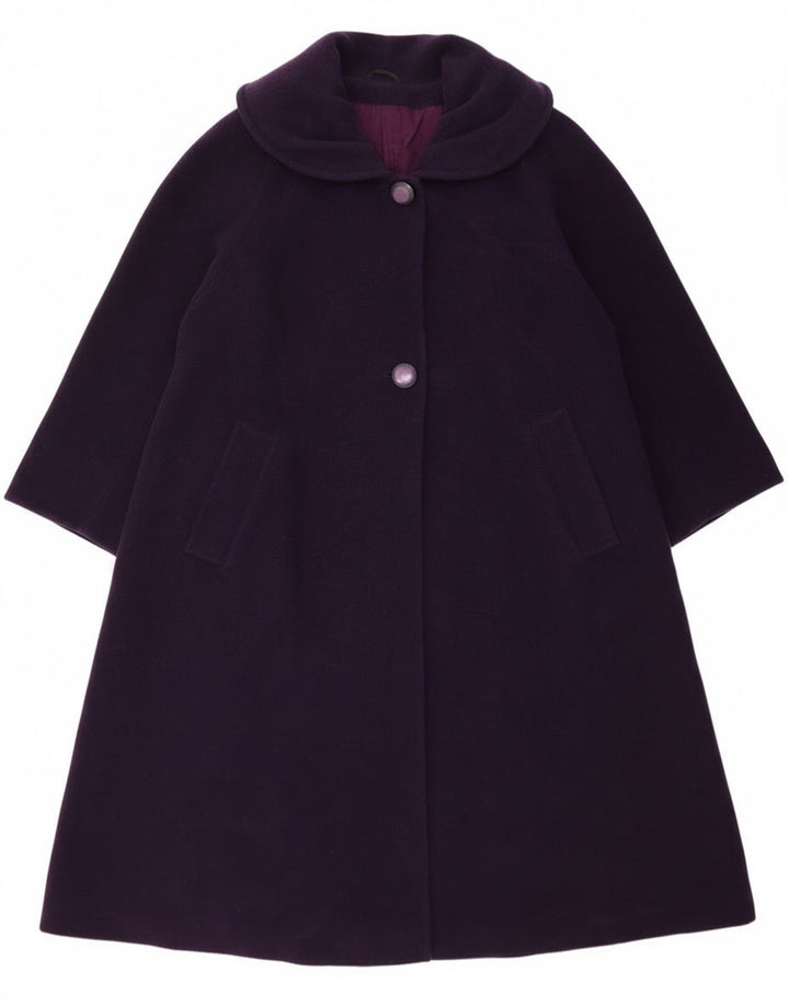 Vintage ženski preveliki kaput UK 14 velika ljubičasta djevičanska vuna