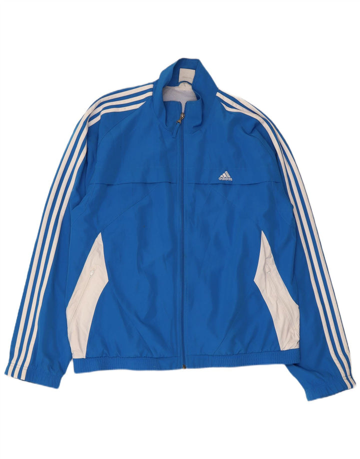 ADIDAS Mens Tracksuit Top Jacket UK 44/46 Large Blue Colourblock Polyester