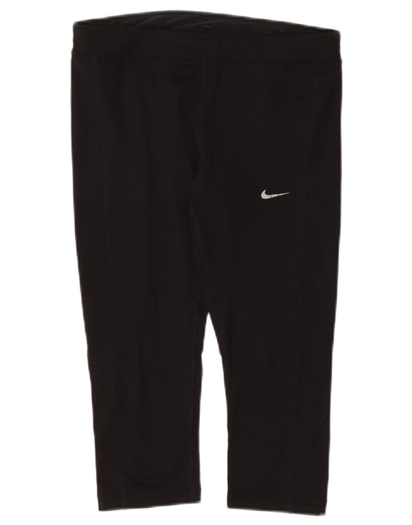 NIKE ženske Dri Fit Capri tajice UK 12 srednje crne poliesterske