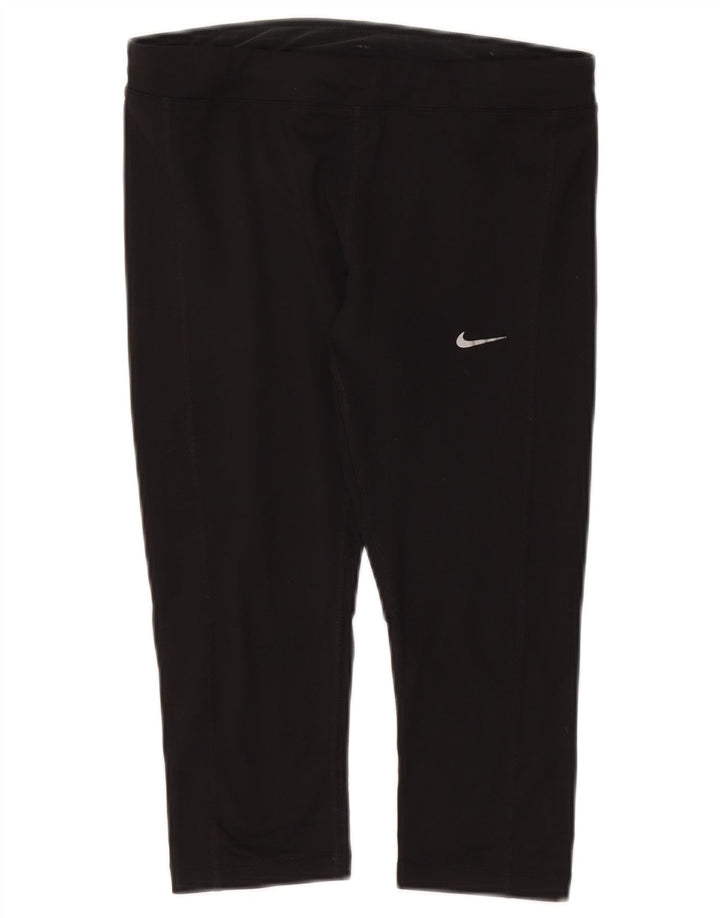 NIKE ženske Dri Fit Capri tajice UK 12 srednje crne poliesterske