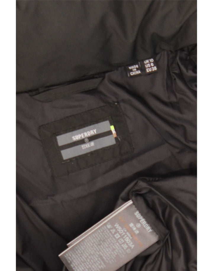 Superdry ženska podstavljena jakna s kapuljačom UK 10 Mali crni poliester