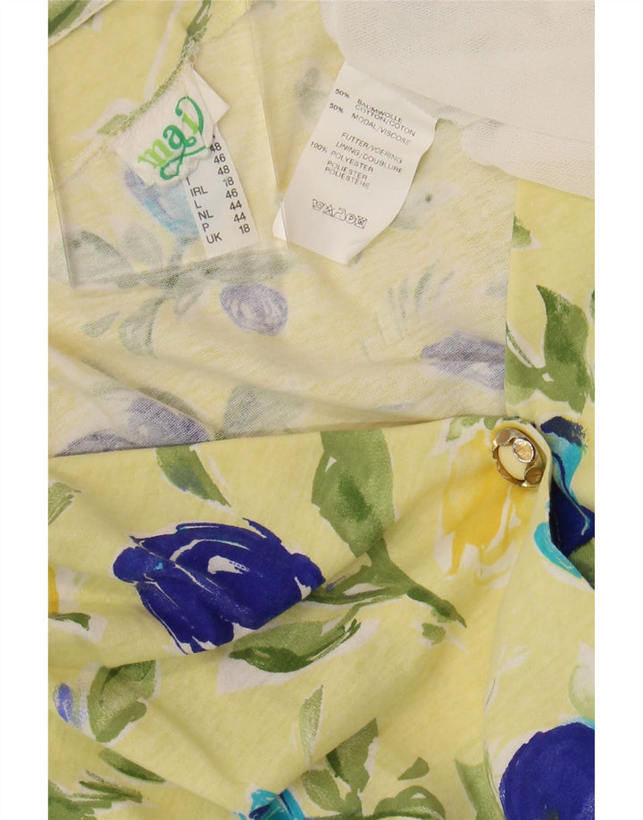 VINTAGE ženska haljina košulja kratkih rukava UK 18 XL Žuti cvjetni pamuk