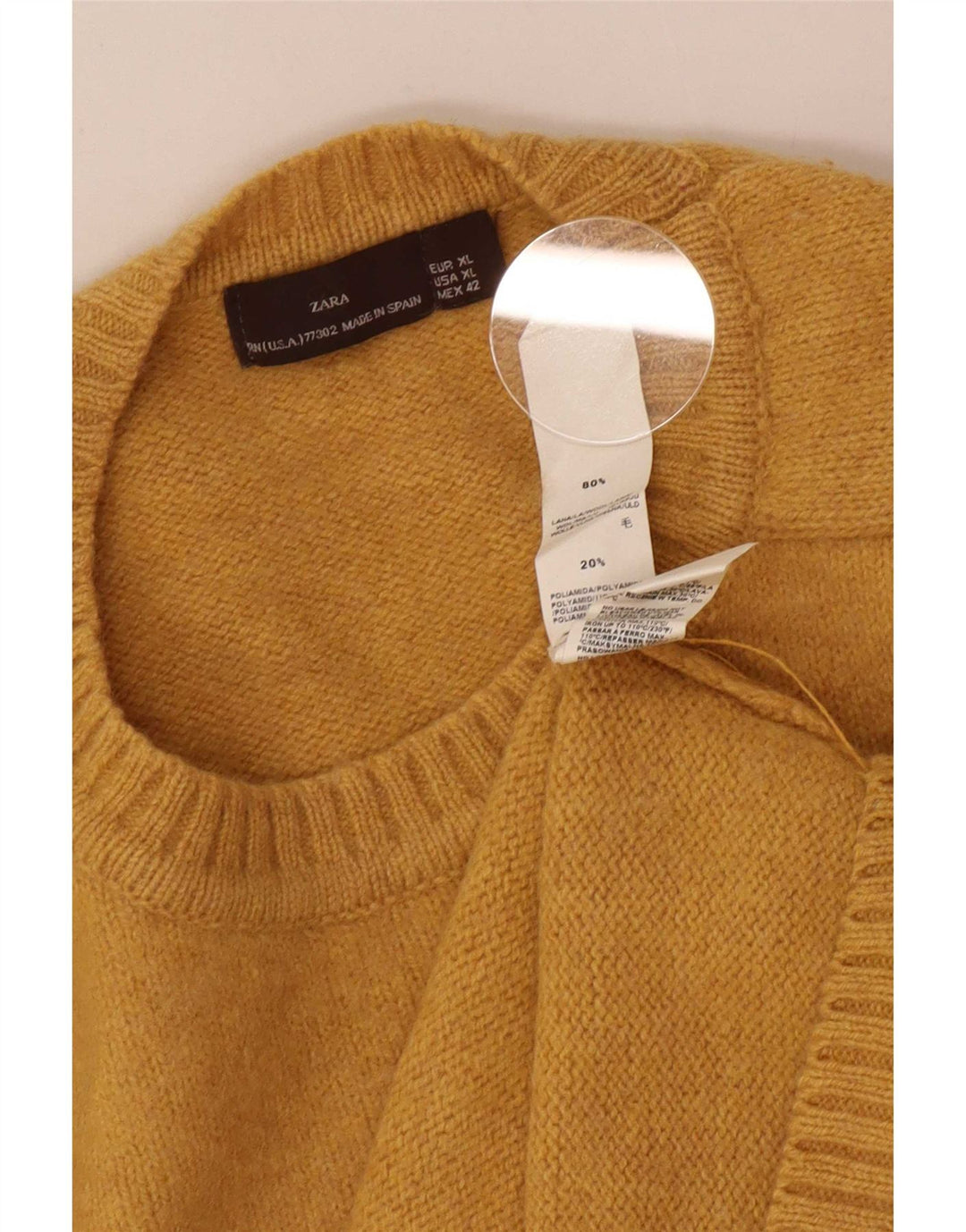 Zara muški džemper s okruglim izrezom XL žuta vunena