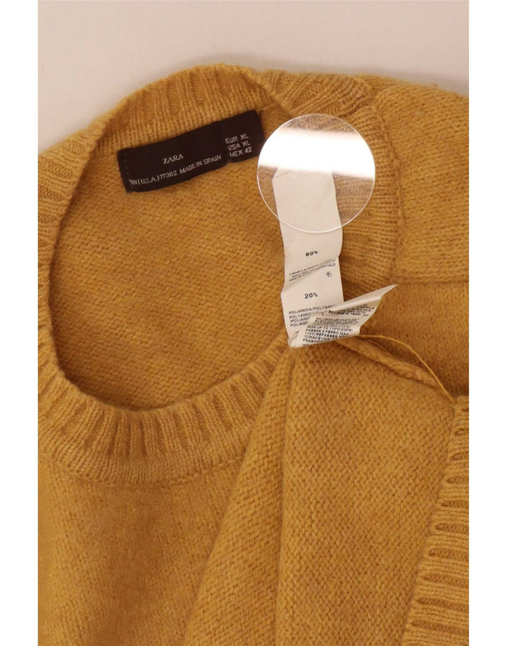 Zara muški džemper s okruglim izrezom XL žuta vunena