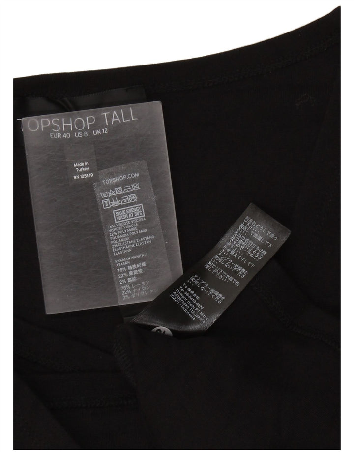 Topshop visoka ženska haljina uz kroj UK 12 srednje crna viskoza