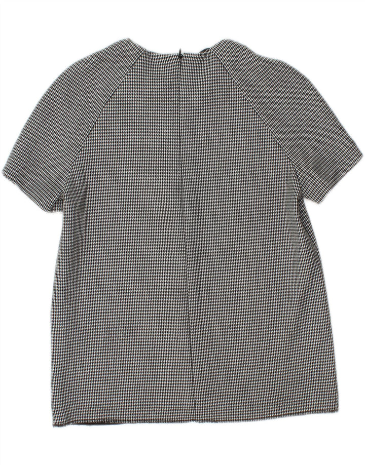 Zara ženska košulja kratkih rukava bluza UK 12 srednje siva houndstooth