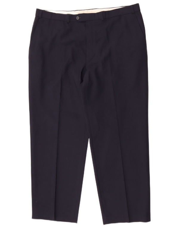 Marks & Spencer Mens Tapered Suit Trousers W40 L29 Navy Blue Polyester