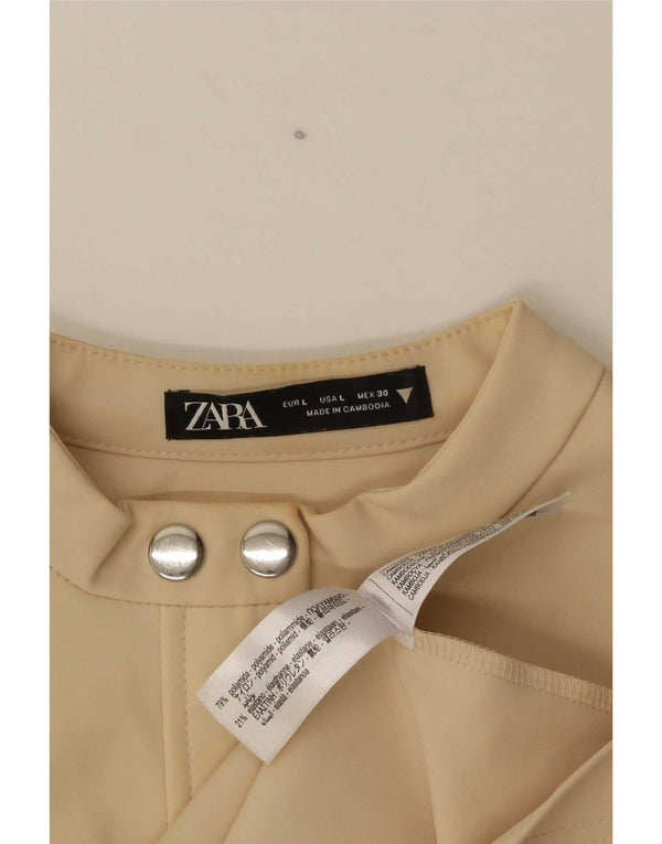 Zara Womens Sheath Dress UK 14 Large Beige Polyamide