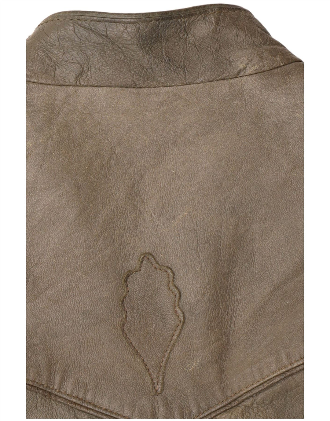 VINTAGE Womens 1 Button Leather Blazer Jacket UK 18 XL Khaki Leather Vintage Vintage and Second-Hand Vintage from Messina Hembry 