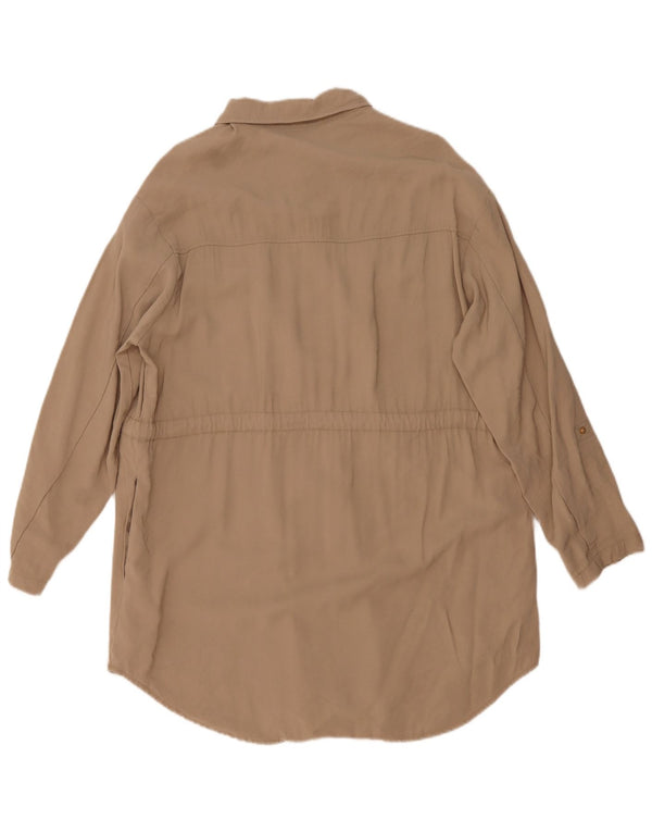 Zara ženska prevelika haljina košulja UK 16 Velika bež viskoza