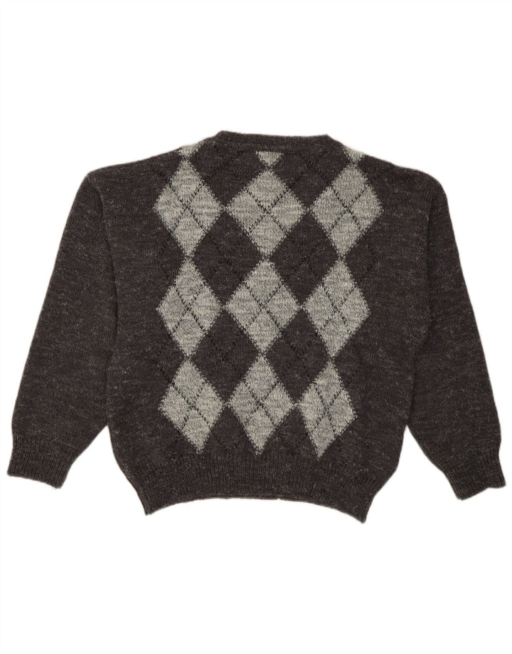 Jack Stone Muški džemper s V-izrezom IT 48 srednje sivi Argyle/Diamond