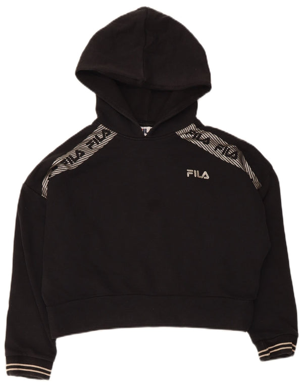 Fila Girls Crop Graphic majica s kapuljačom 9-10 godina, crni pamuk