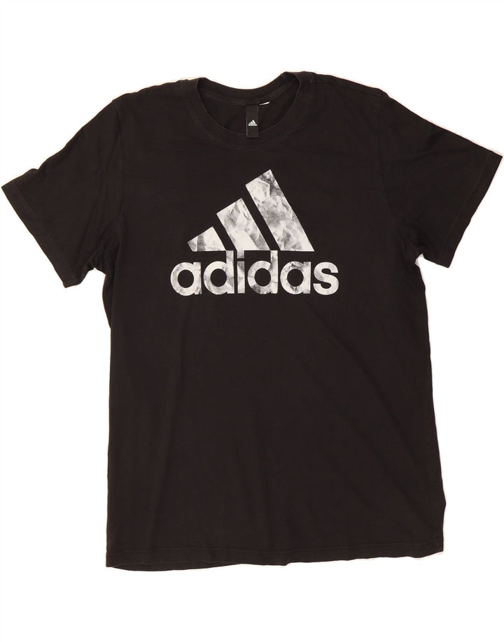 ADIDAS Mens Graphic T-Shirt Top Large Black Vintage Adidas and Second-Hand Adidas from Messina Hembry 