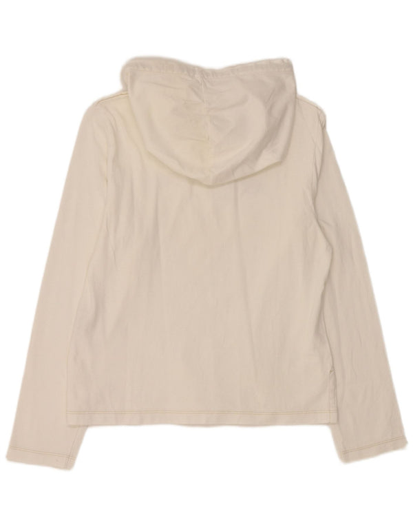 REPLAY Ženska majica s kapuljačom dugih rukava UK 14 Veliki bijeli pamuk