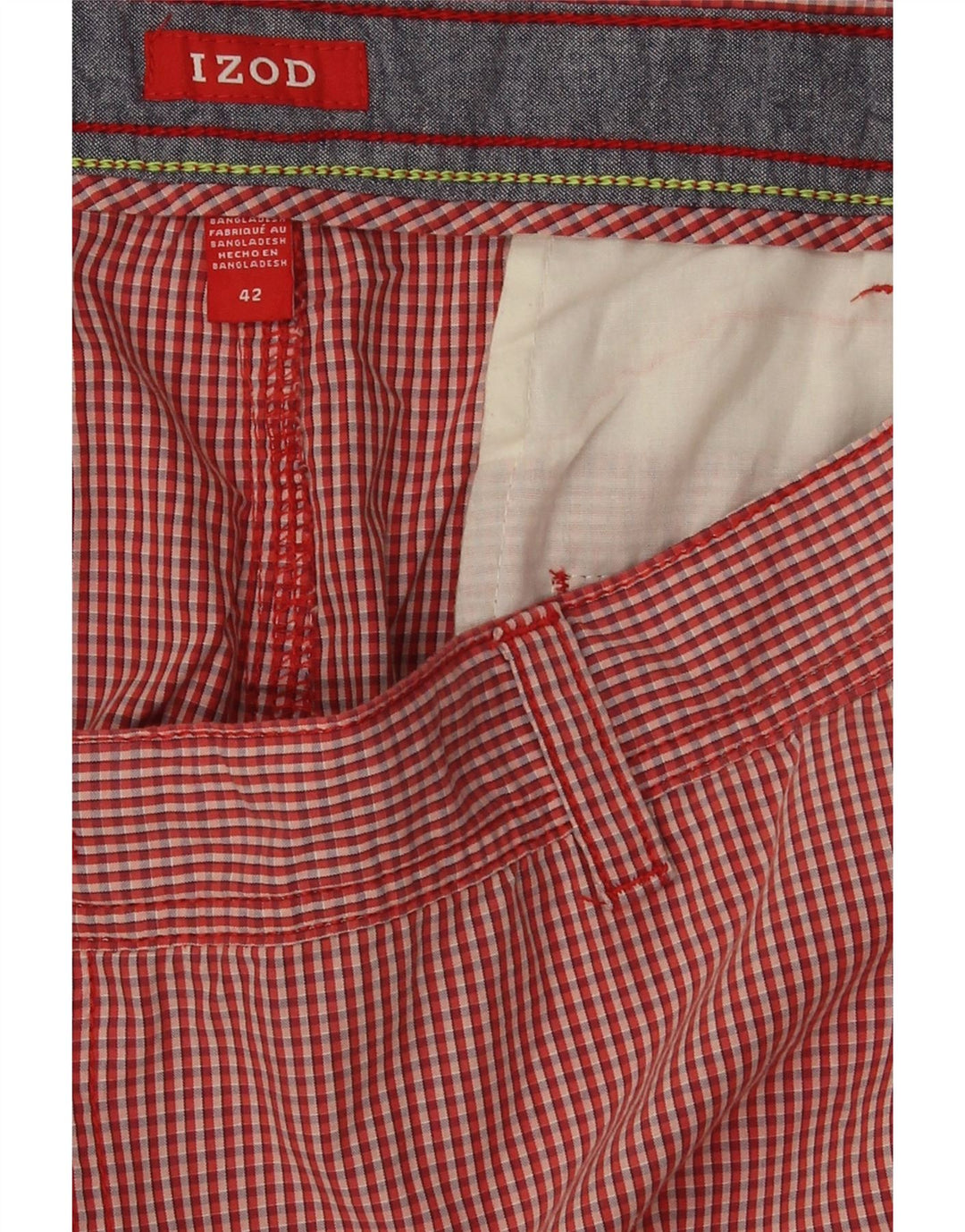 IZOD Mens Chino Shorts W42 2XL Red Gingham Cotton Vintage Izod and Second-Hand Izod from Messina Hembry 