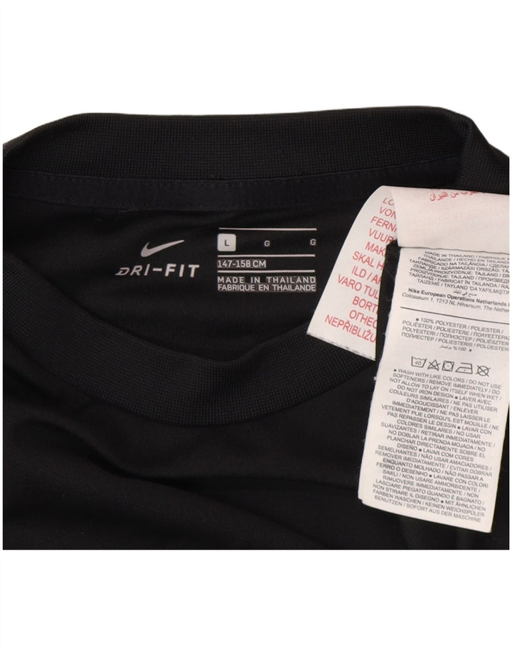 Nike Boys Dri Fit T-Shirt Top 12-13 Years Large Black Colourblock Poliester