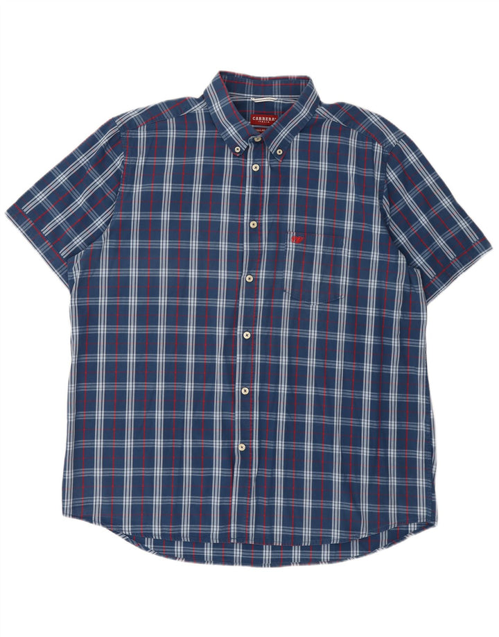 Carrera muška majica kratkih rukava standardnog kroja 2XL plavi pamuk na karo