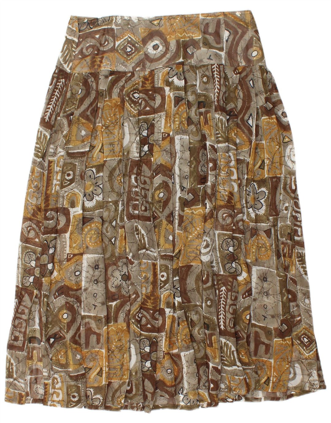 Vintage ženska plisirana suknja W30 srednje smeđa patchwork