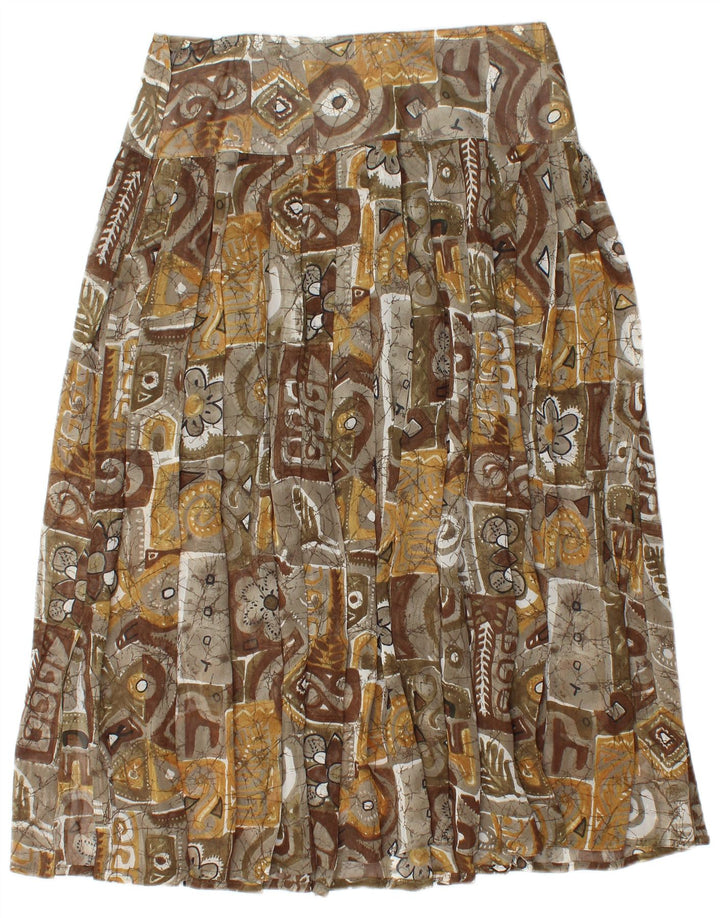 Vintage ženska plisirana suknja W30 srednje smeđa patchwork