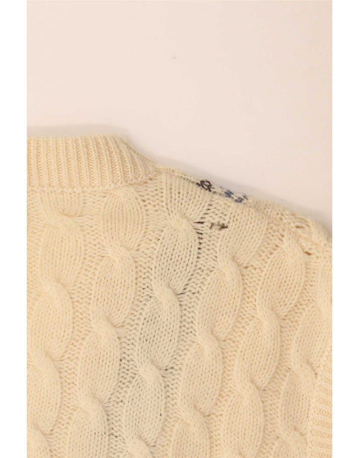 Vintage muški prsluk bez rukava Large Off White Fair Isle vuna